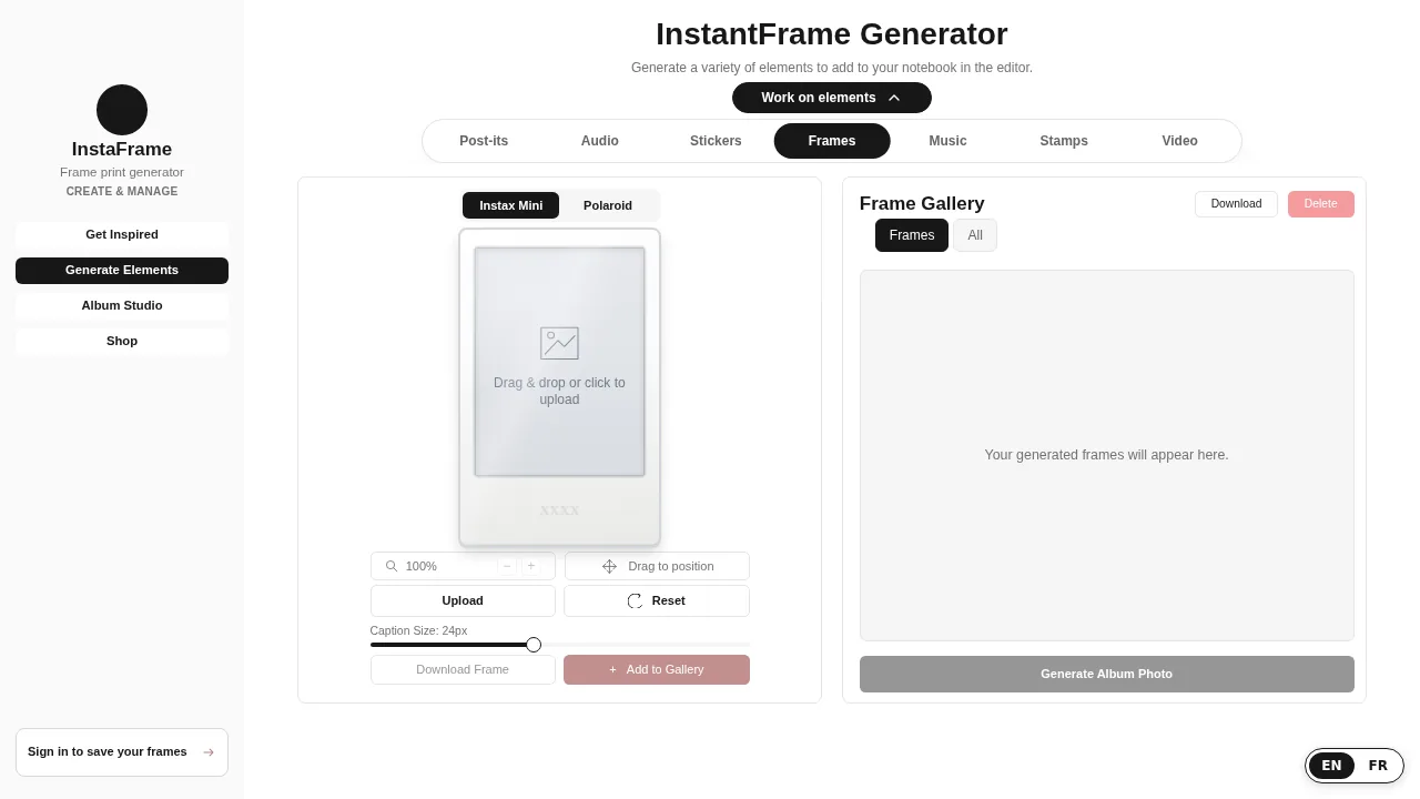 InstantFrame Generator with an Instax Mini frame